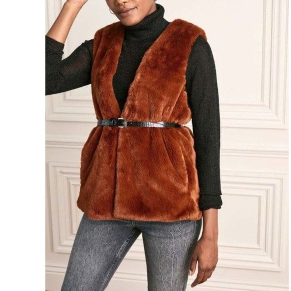 *NWT* Stella & Dot Faux Fur Vest in Brown Size Med